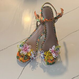 Betsey Johnson Orange Floral Sandals
